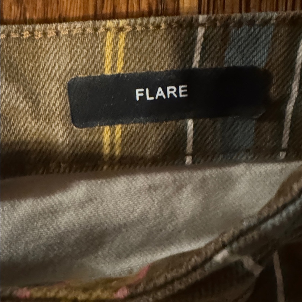 Judy Blue EUC Women's Brown Flare Jeans with Multicolor Vertical Stripe - Picture 3 of 7
